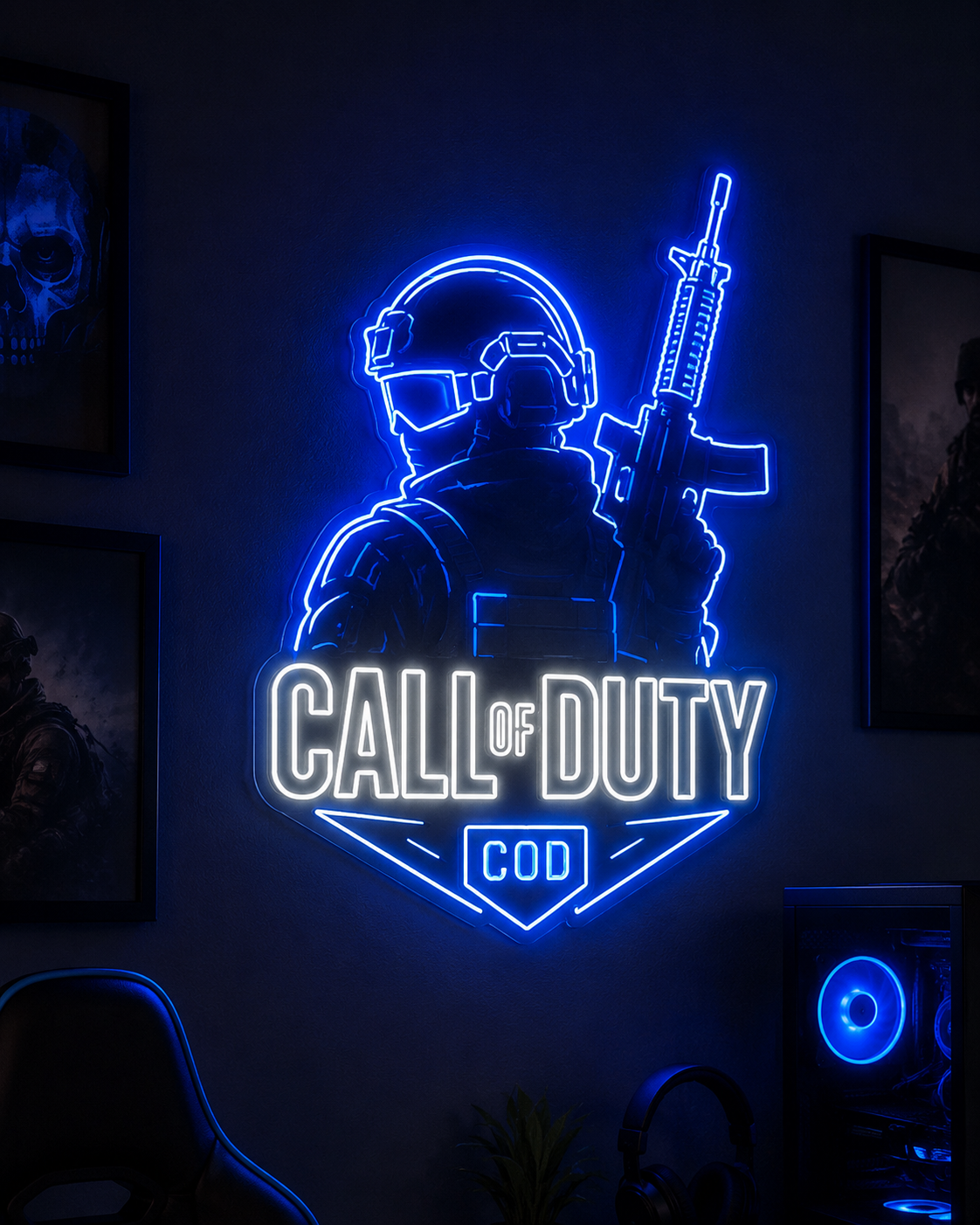 Call of Duty COD Neon Sign – Blue LED Wall Art